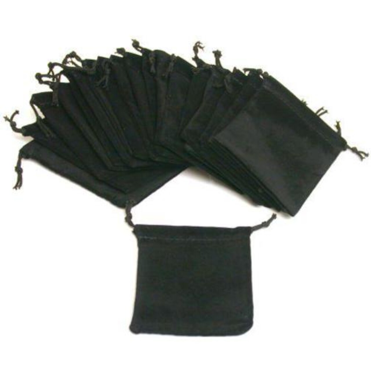 20 Black Velvet Pocket Watch & Jewelry Drawstring Gift Pouches 3"